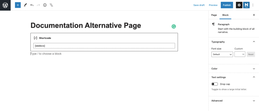 paste the shortcode