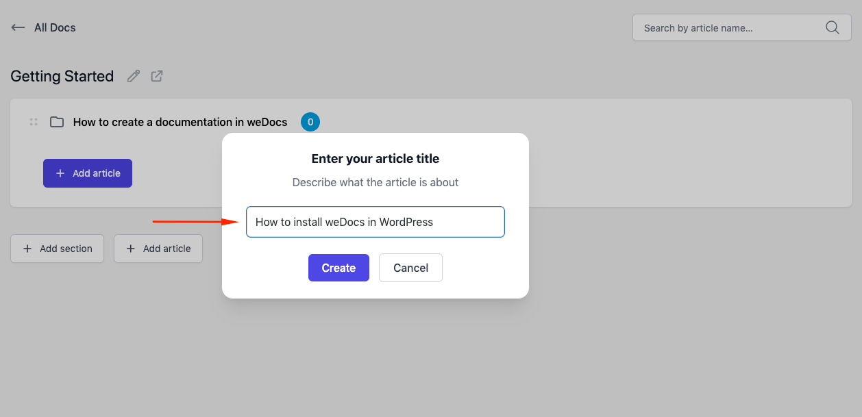Giving a article title for the documentation article