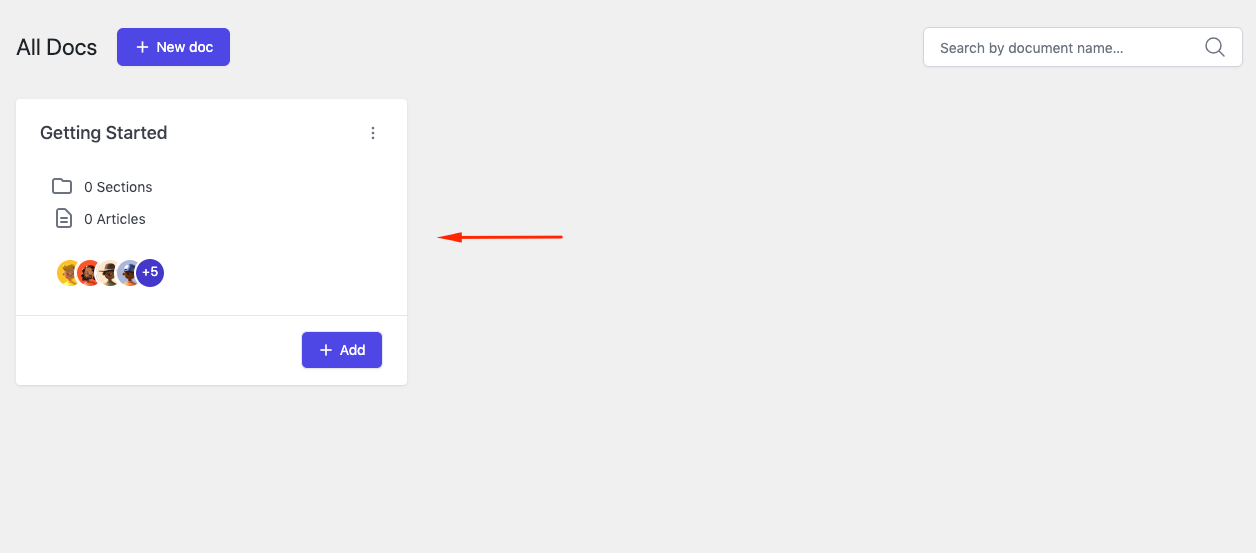 After preview of the documentation backend dashboard