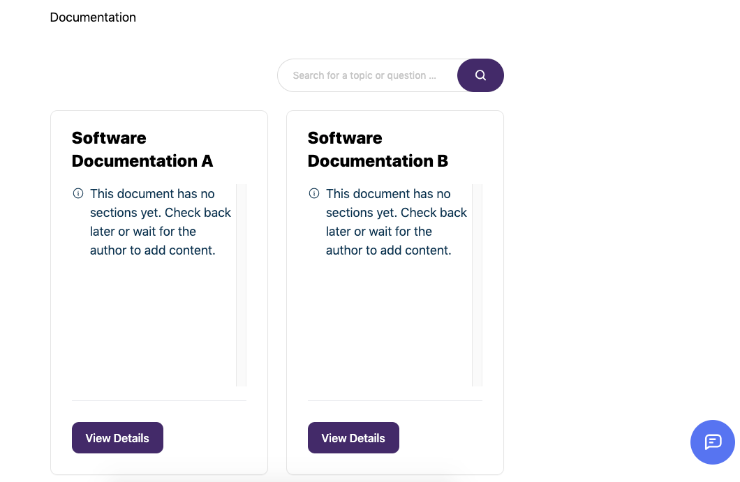 Frontend view of the documentation
