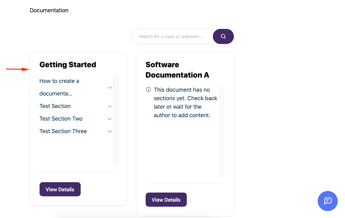 The documentation is appearing from the frontend