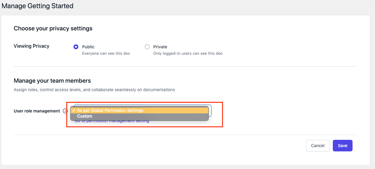 User role management for weDocs