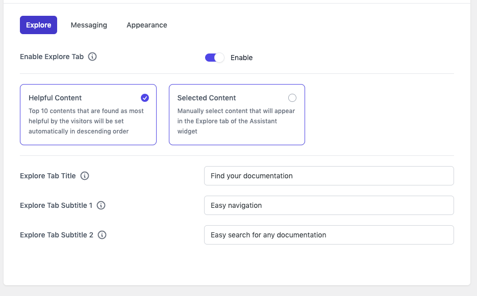 Overview of the explore tab