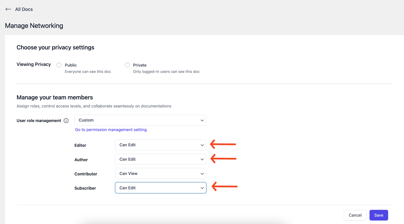 Giving access to the users depending on the custom permission settings